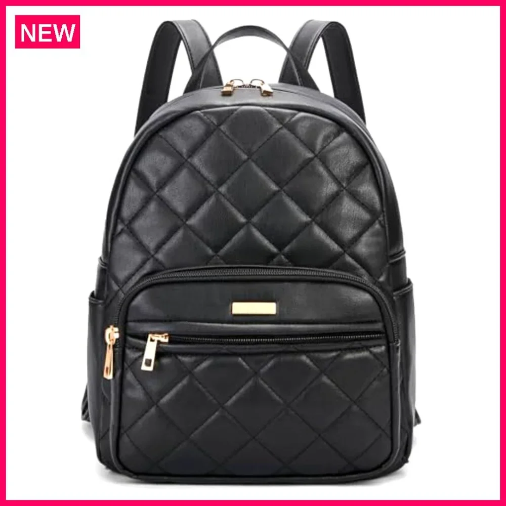 Vegan Leather Mini Backpack - Lightweight Daypack with Multiple Pockets - Picture 2 of 7